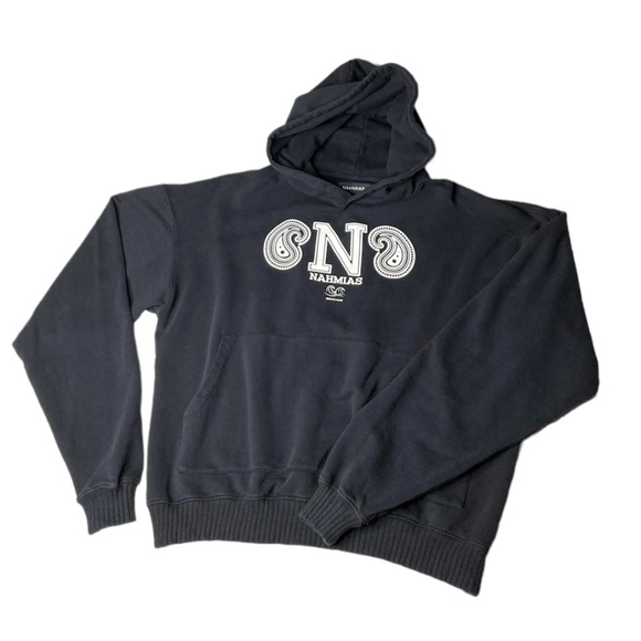 NAHMIAS - Collegiate Hoodie - Large- Black - 100% Cotton - Designer Streetwear